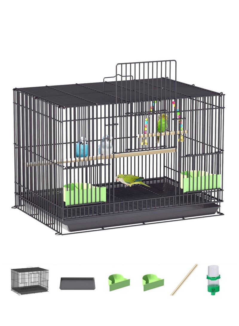 Kidle Portable Bird Cage Metal Parrot Cage Pigeon Cage with Feeding Bowls for 1-3 Birds - Image 1